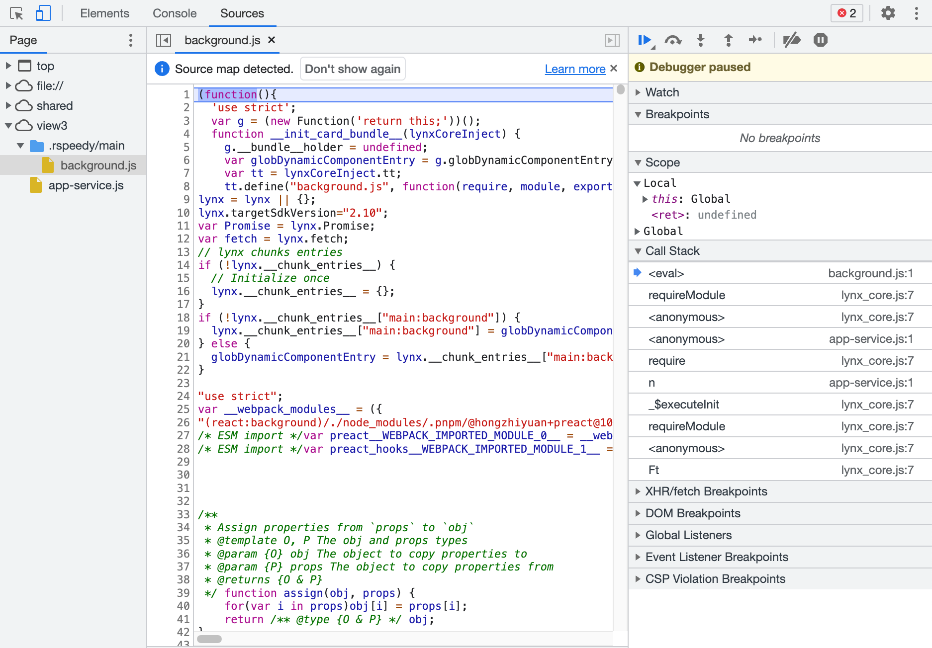 First line breakpoint example