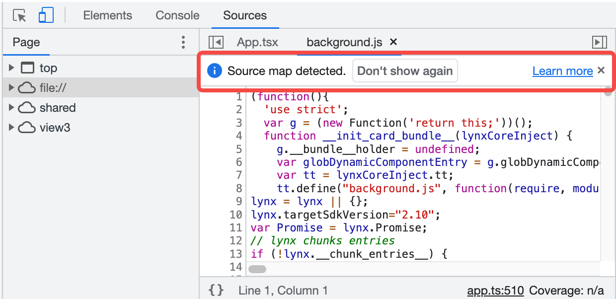 Sourcemap detected