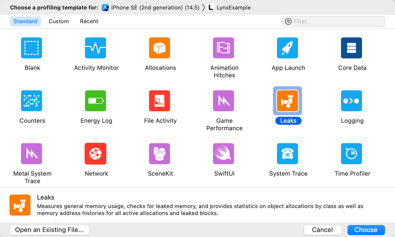 Leaks 动态检查工具