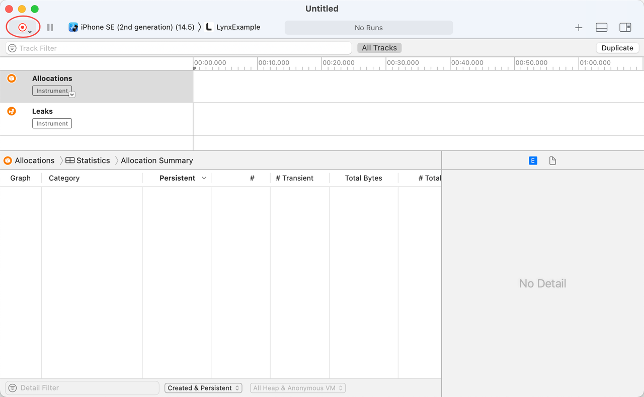 Leaks 工具开始按钮