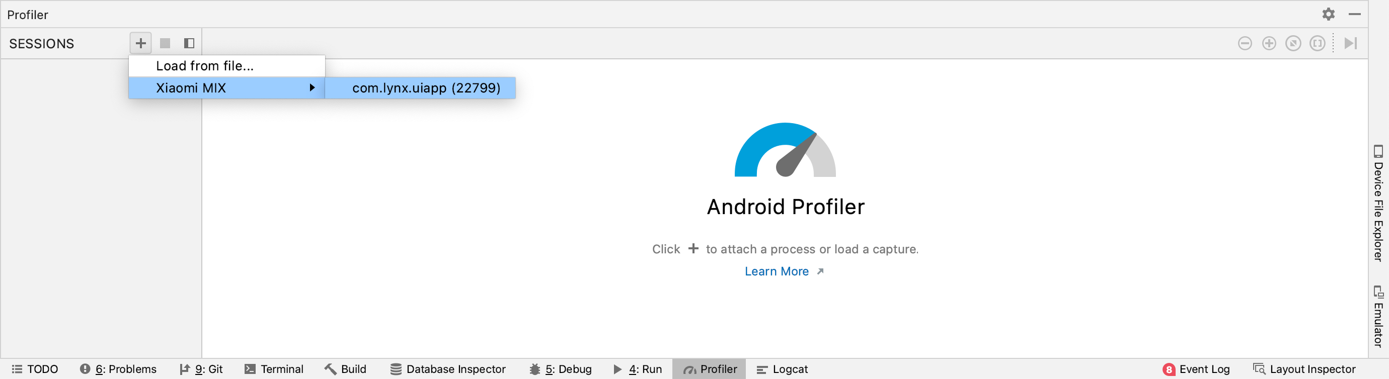 Profiler 工具选择进程