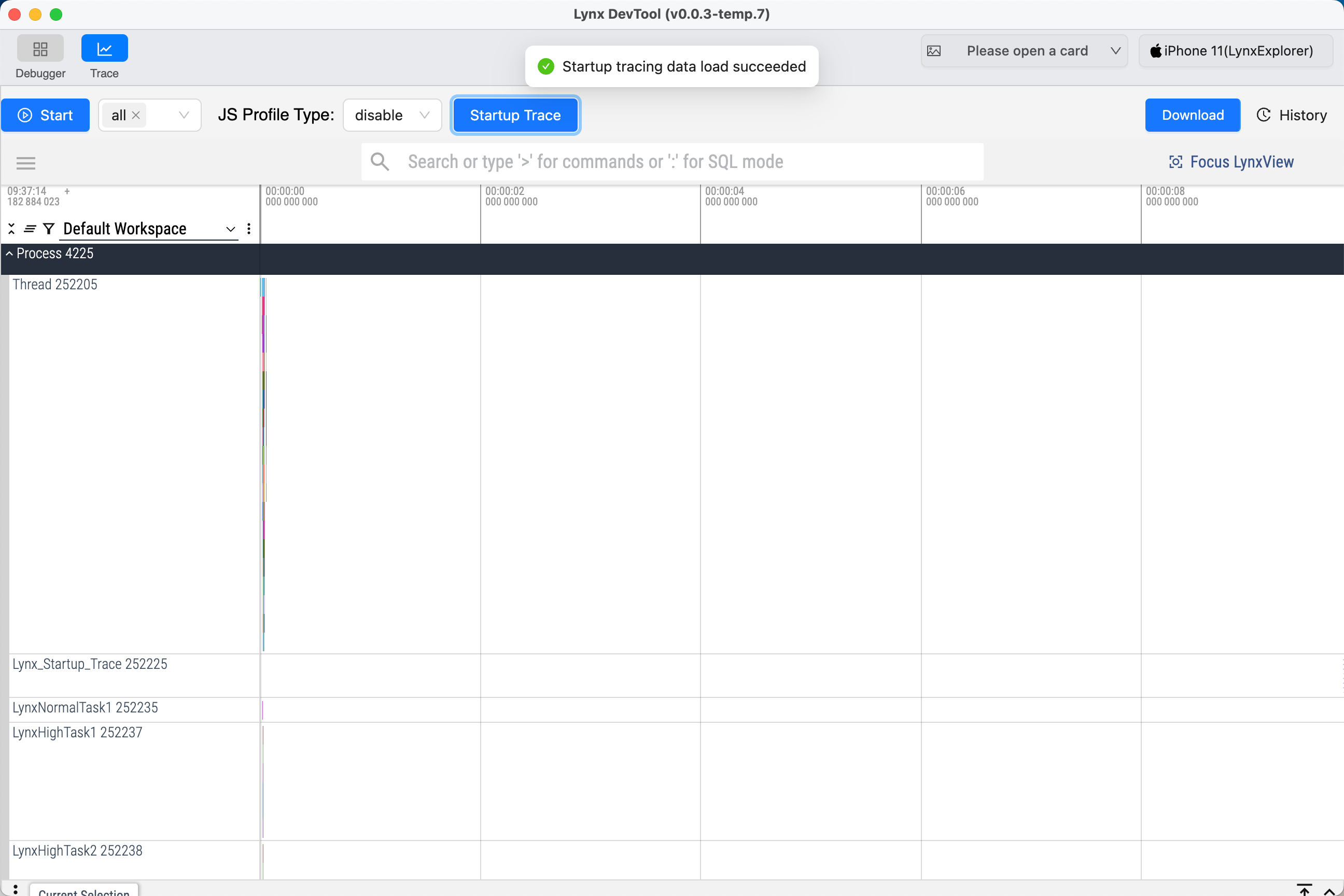 Load Startup Trace Success
